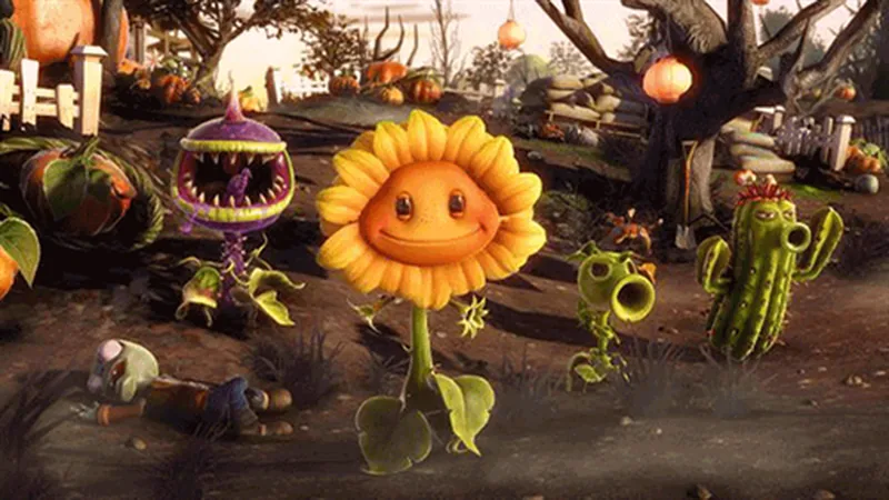 植物大战僵尸：花园战争 向日葵与仙人掌等植物角色